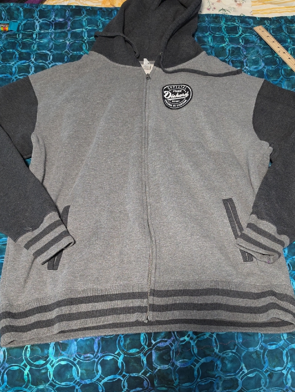 Source Unknown Gray Two-Tone Men's Zip Hoodie Sweater